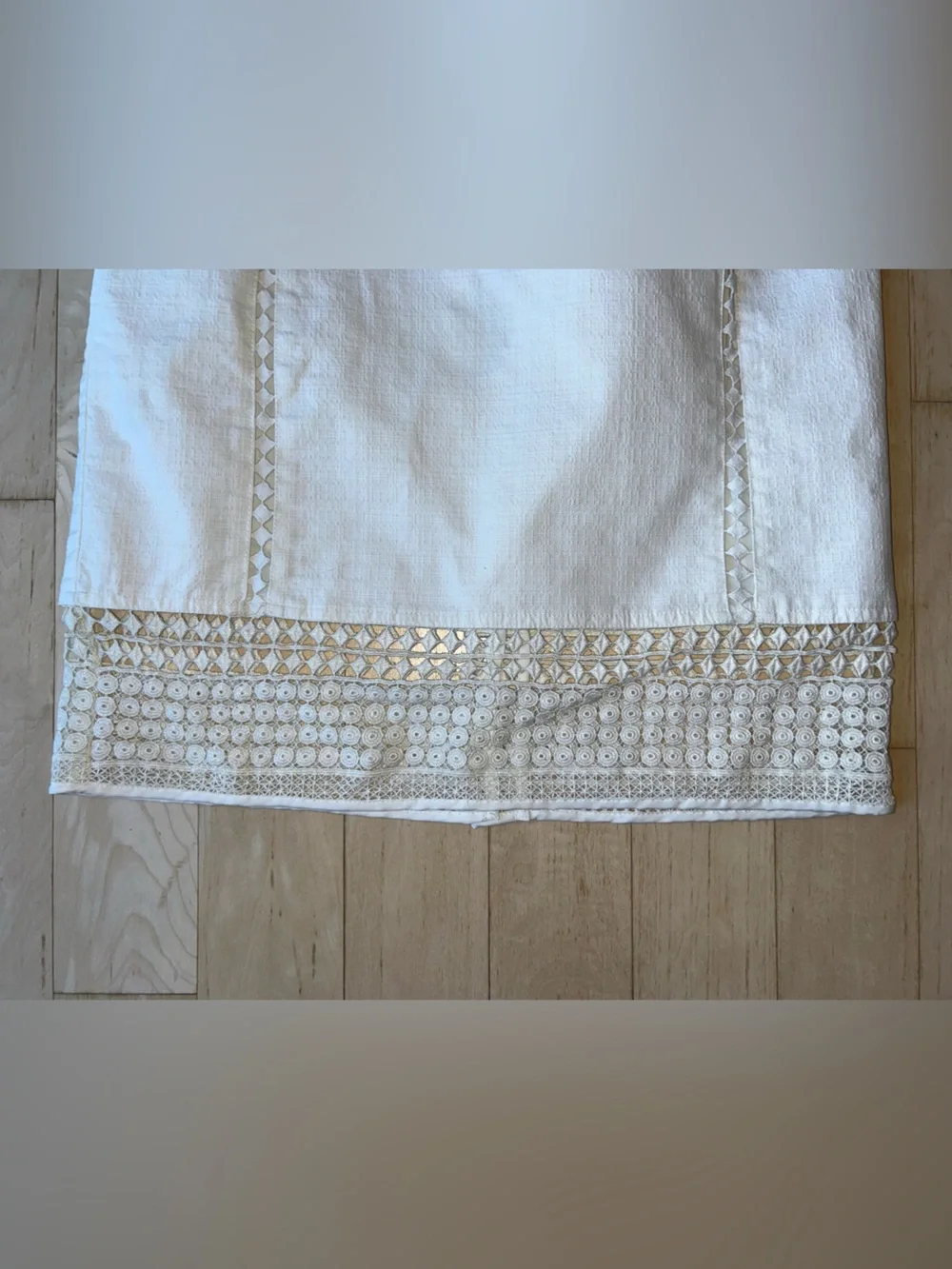 J. Crew Lace Insert Lace Hem Textured Cotton Pencil Skirt Ivory Size 2